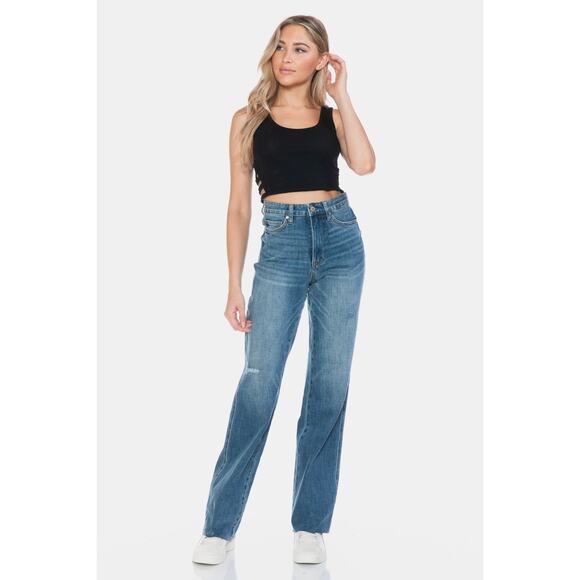 Judy Blue Tummy Control Cut Raw Hem Straight Jeans - JB88848MD - Size 15/32 - Picture 11 of 12